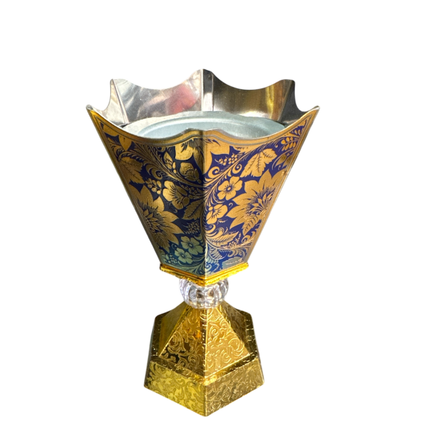 Encensoir fleuri bleu et doré